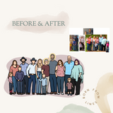 Family & Friends Portrait  - Custom Line Drawing