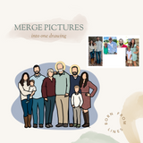 Memorial Family Portrait - Custom Line Drawing