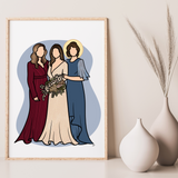 Memorial Family Portrait - Custom Line Drawing