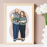 Miscarriage Remembrance Portrait  - Custom Line Drawing