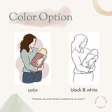 Mom & Angel Baby Portrait - Personalized Line Drawing
