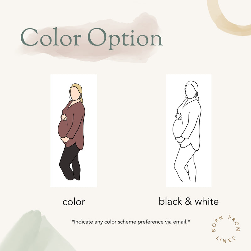 Pregnancy & Maternity Bump Portrait - Custom Line Drawing