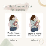 Mom & Angel Baby Portrait - Personalized Line Drawing