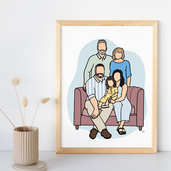 Family & Friends Portrait  - Custom Line Drawing